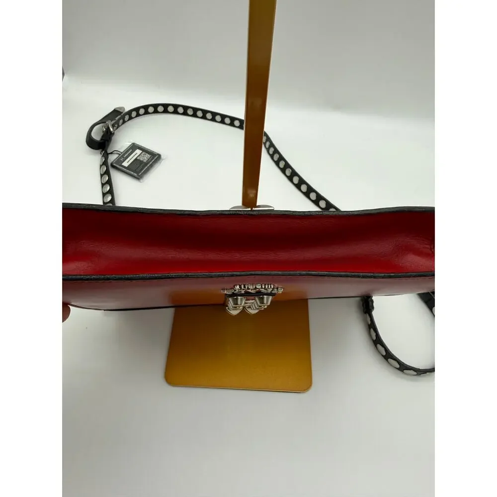 PRADA Elektra Red Saffiano Leather Studded Buckle Crossbody Bag 1BD120 Silver⁠